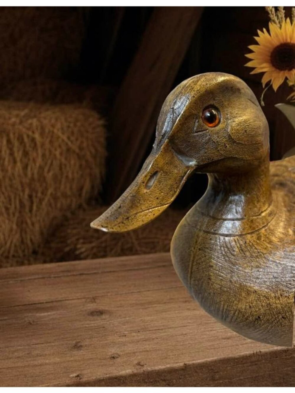 Vintage Duck Decoy Figurine, Composite Wood Look Waterfowl, Rustic Cabin Lodge D - Picture 5 of 9